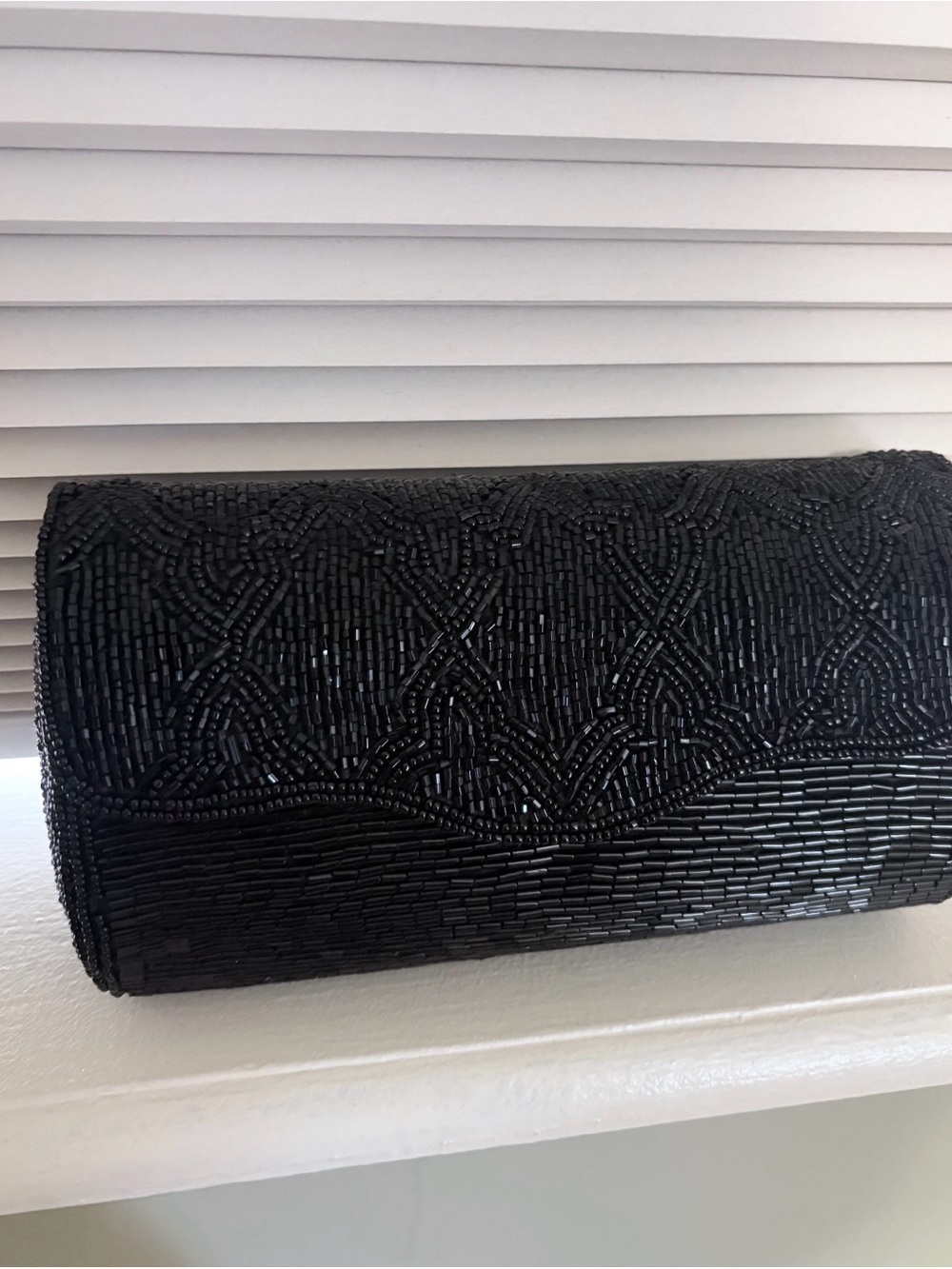 La Regale Black Beaded Evening Clutch
